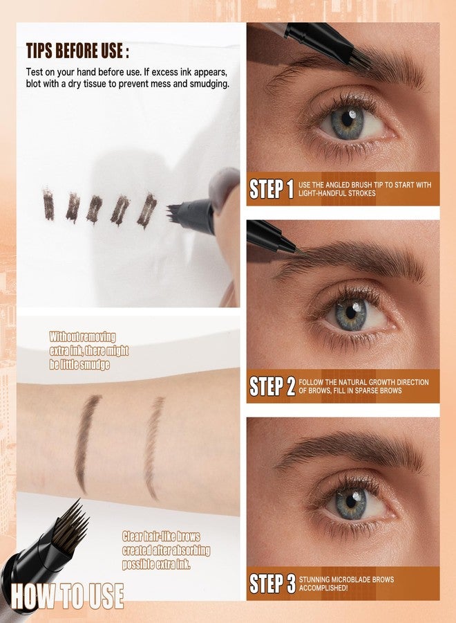 W3W Eyebrow Pencils for Women, W3W 4D Dual-Ended Brow Pen, Angled Square Tip + Ultra-Fine Brush Tip, Waterproof Smudge-Proof, Natural Hair-Like Strokes, Black Brown (Espresso/Deep Brown) - Image 4